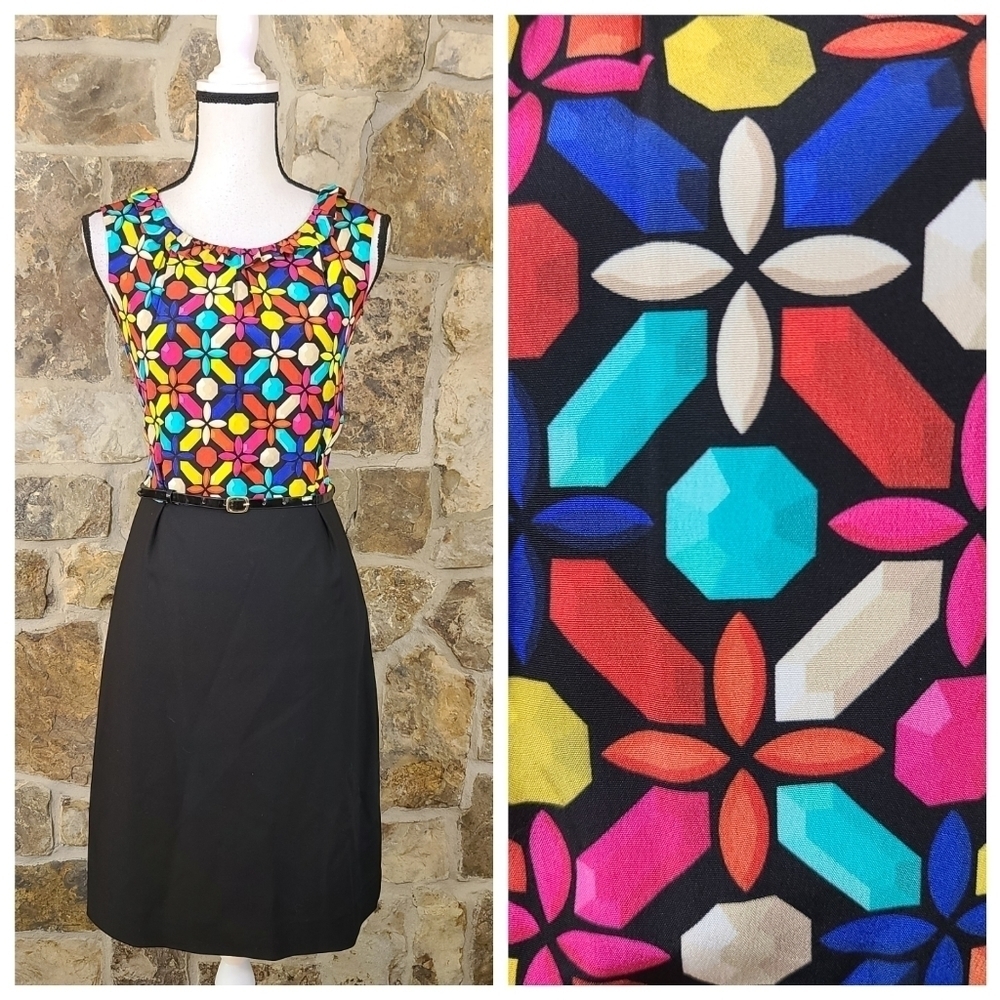 Kate Spade 8 Kaleidescape Pinwheel Gem Belted Sheath Dress